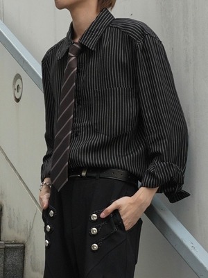 【ALUDE SELECT 】Smart stripe design necktie shirt(2color）