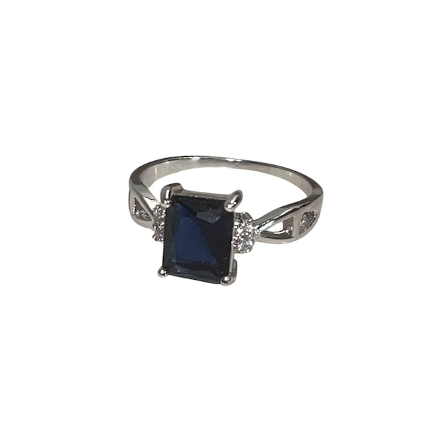 vintage silver blue paste ring