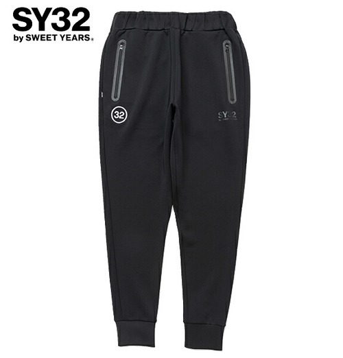 SY32 by SWEET YEARS エスワイサーティトゥ パンツ セットアップ メンズ DOUBLE KNIT EMBROIDERY LOGO LONG PANTS 14116 BLACK