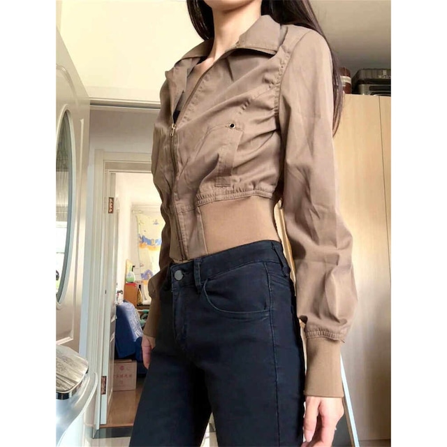 クロップド丈 ジップアップ ジャケット　M03033