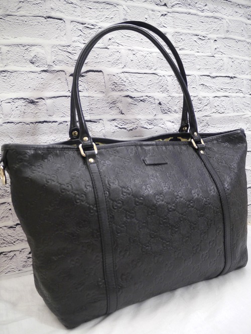 レア◆GUCCI グッチ シマライン GGプラス GGエンボス A4対応 ユニセックス可 トート ハンド バッグ 黒◆ 希少なA4対応の万能トートモデル♪