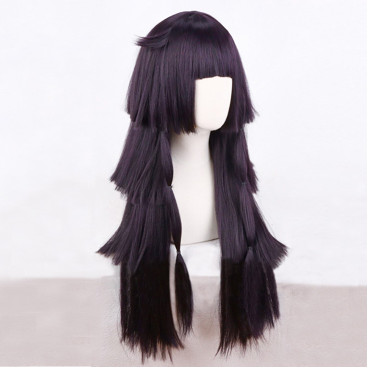 コスプレ耐熱ウィッグ ダークパープル ブラック ロング キャラクター
