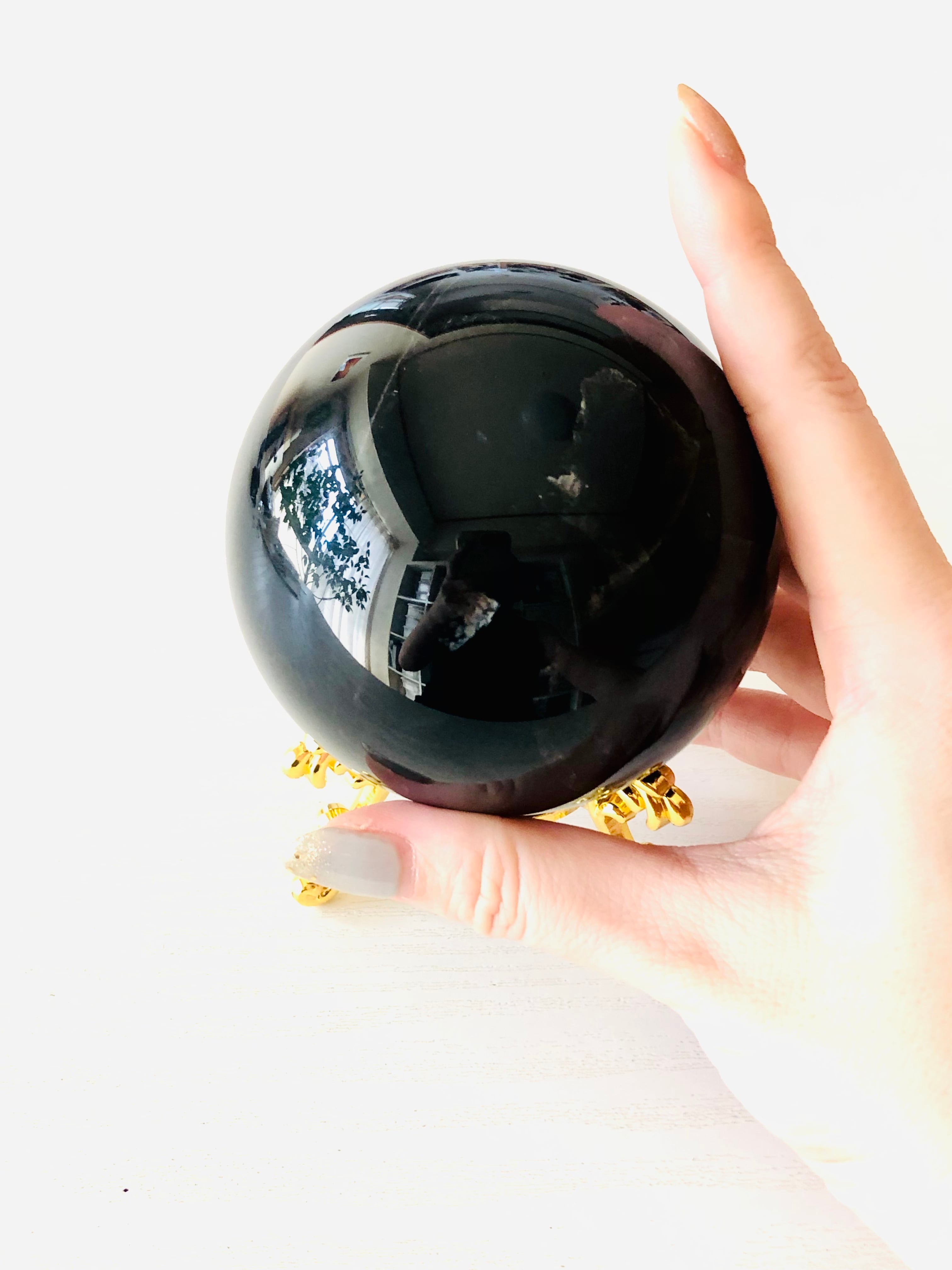 最強魔除け虹色モリオン丸玉 あなたを守る漆黒の盾！モリオン(黒水晶)の丸玉✴︎84mm | 虹色の星