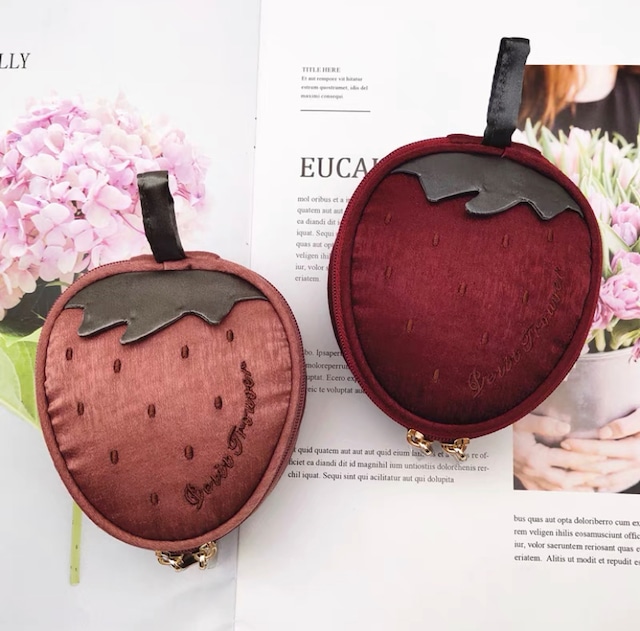 【4color】Strawberry accessory mini pouch P511