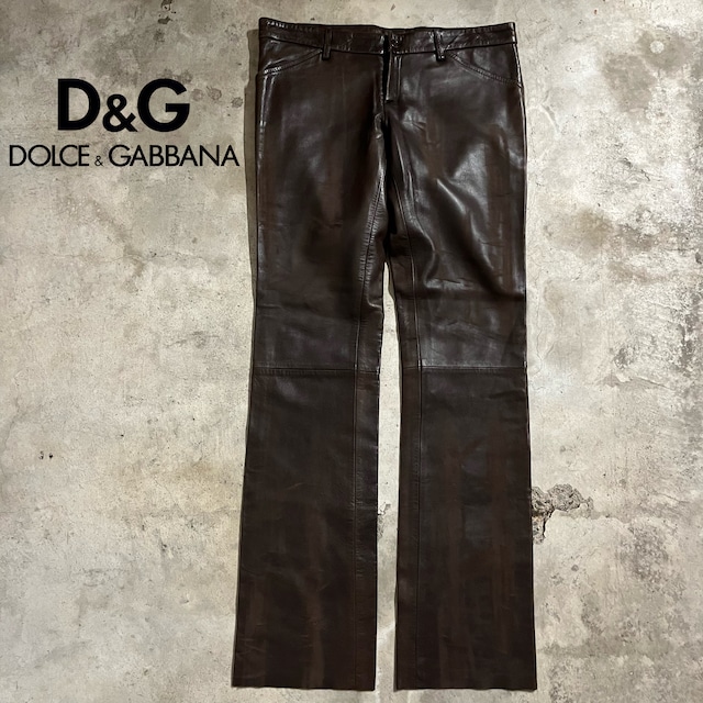 〖DOLCE&GABBANA〗made in Italy design leather pants/ドルチェガッパーナ イタリア製 デザイン レザー パンツ/msize/#0531/osaka