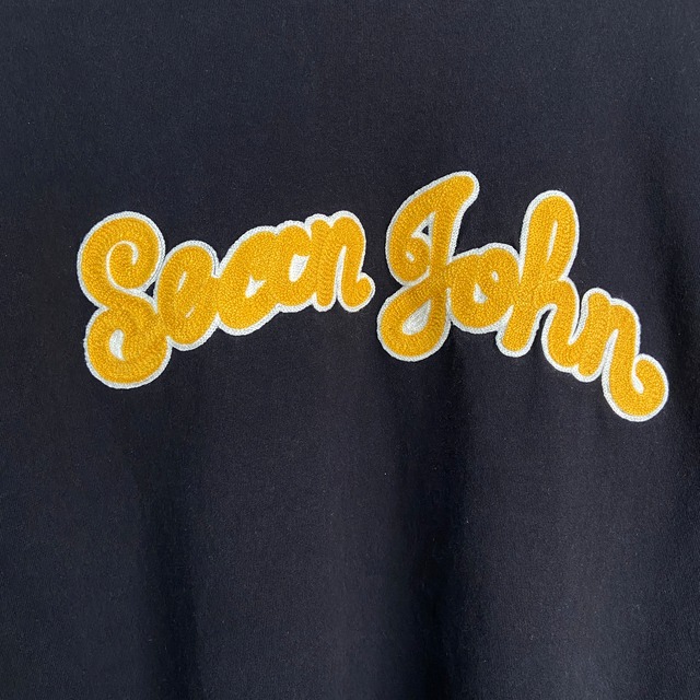 Sean John ショーンジョン　刺繍ブランドロゴロンT 黒　XL