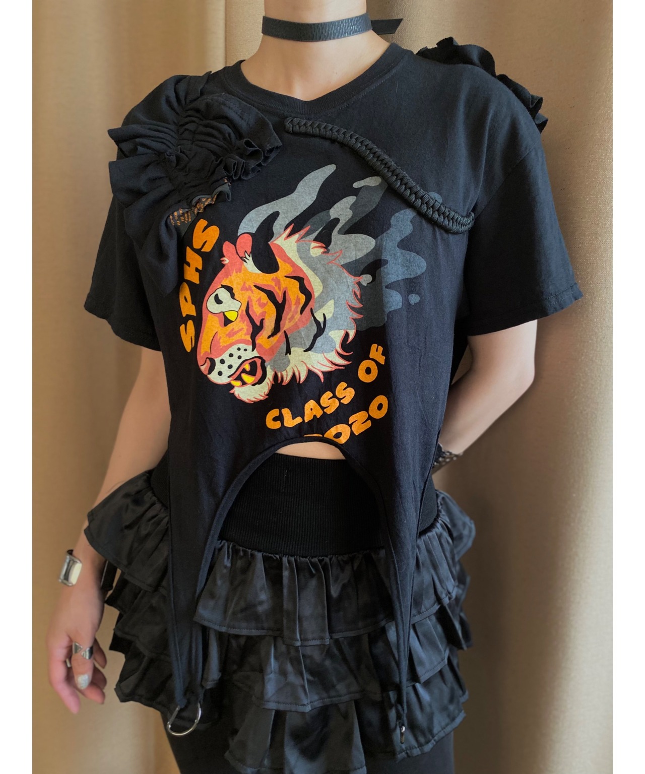garter belt design tiger remake t shirt-4254-7