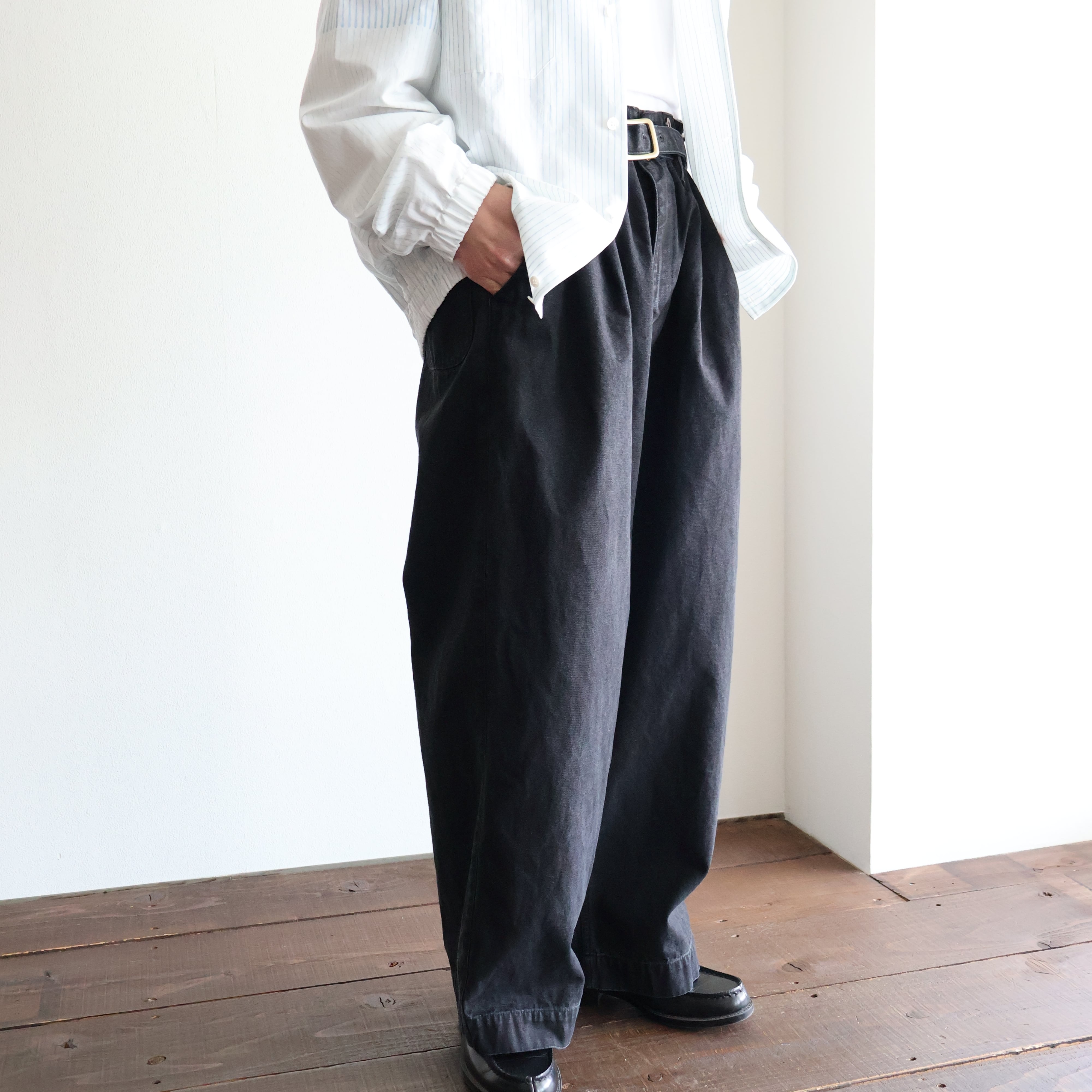 Gurank “ CH belted work pants ( Black )” | H.inch