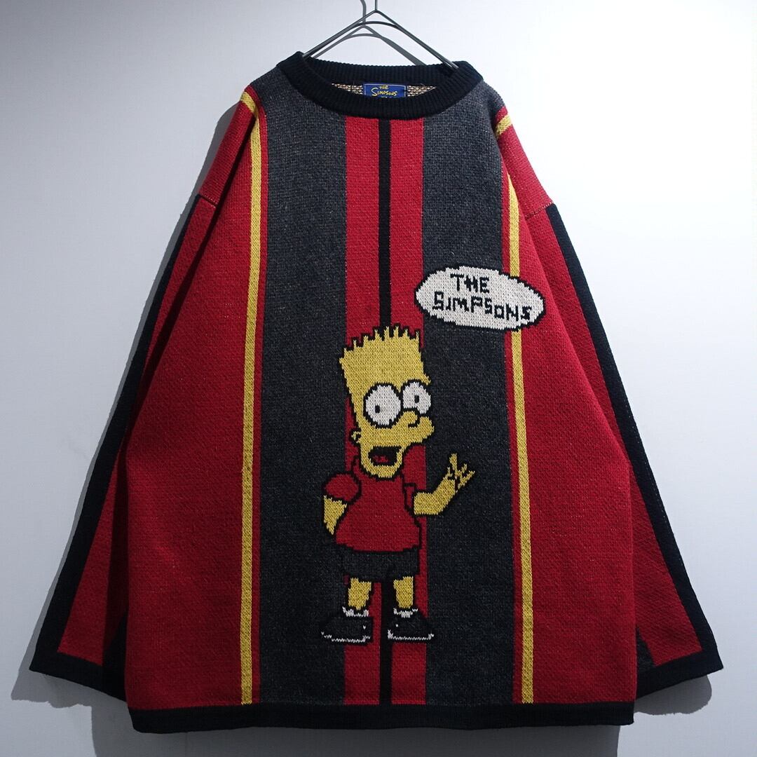 90s "THE SIMPSONS" Multicolor Character Striped Design Knit