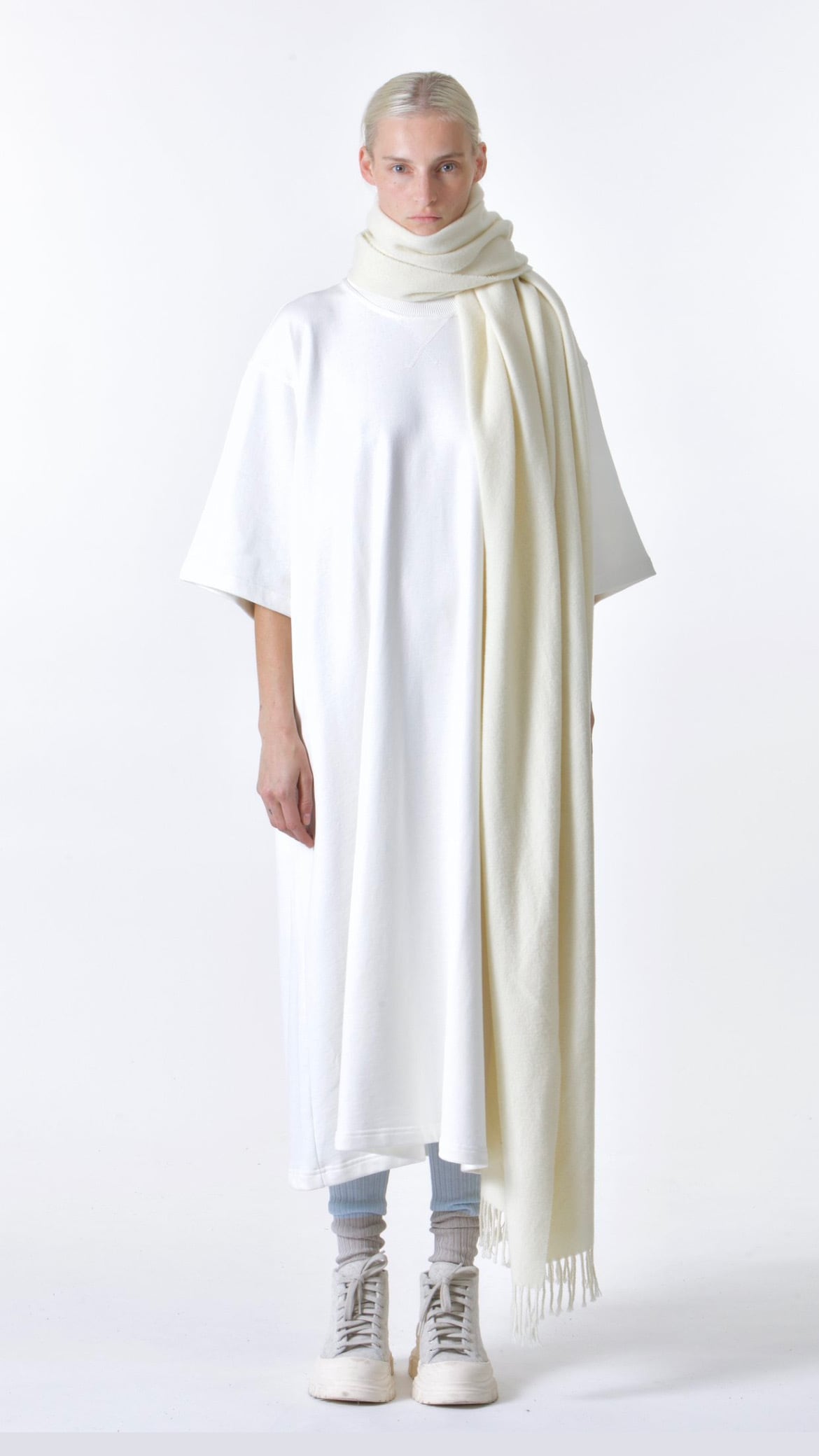 SOFIE D'HOORE -ARCTIC- 75cm×250cm monocolour scarf in wool ,:MONT BLANC,