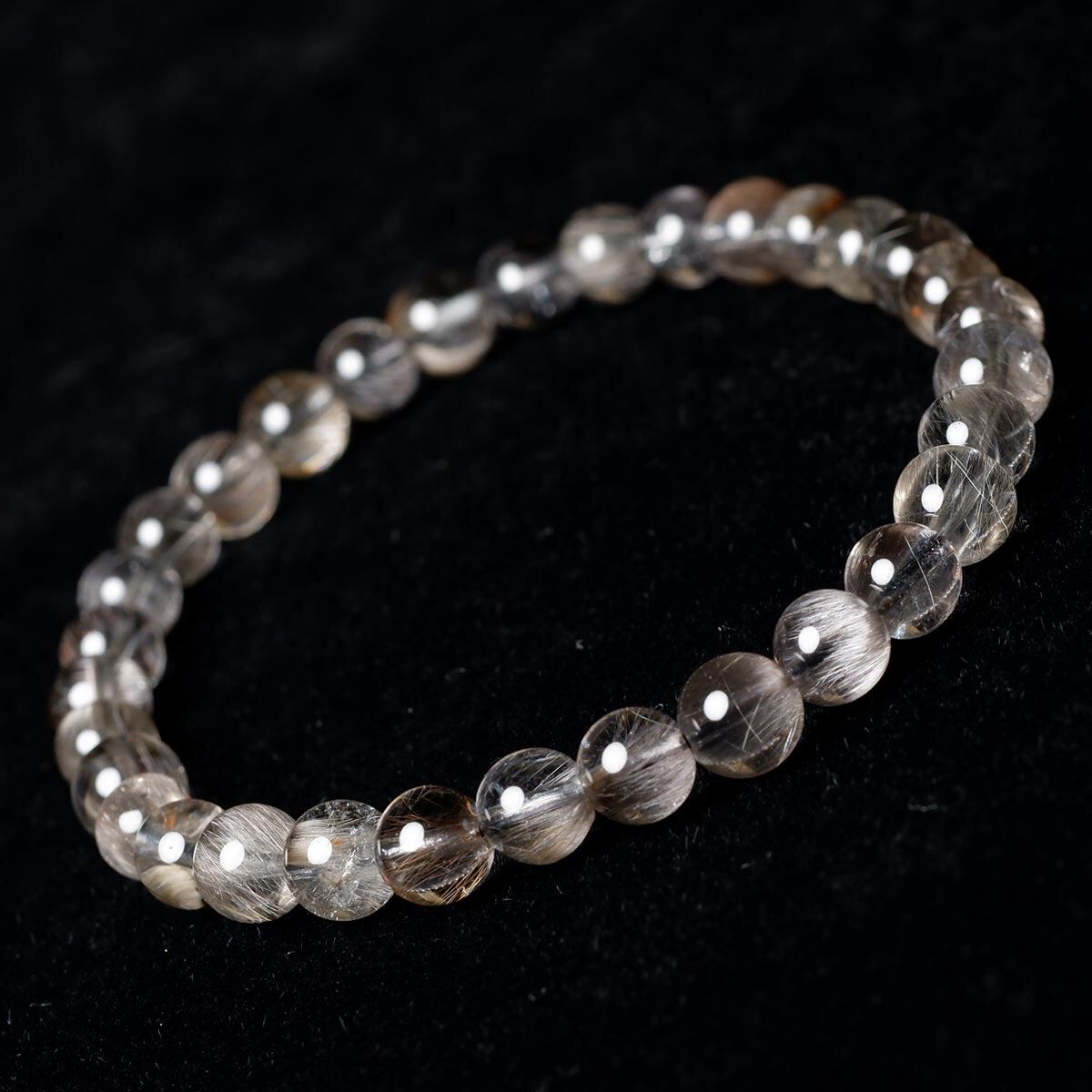 プラチナルチルクォーツ ブレスレット 6mm 一点物 111-35653