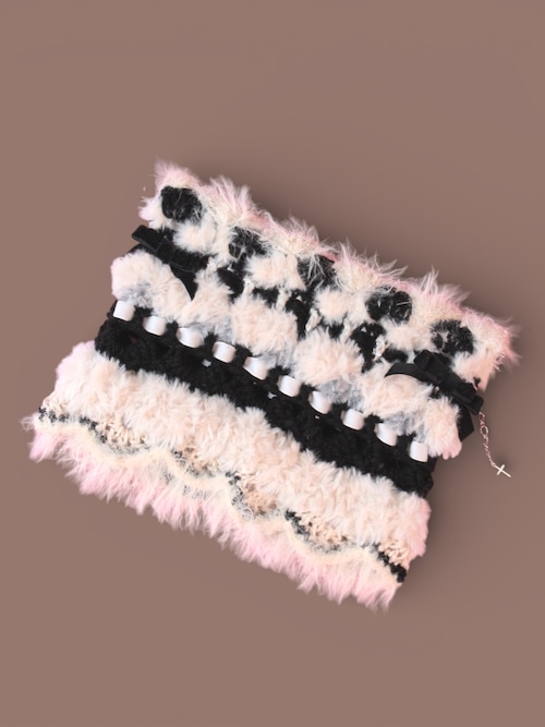 MONSTER knit cap (white beige × black)