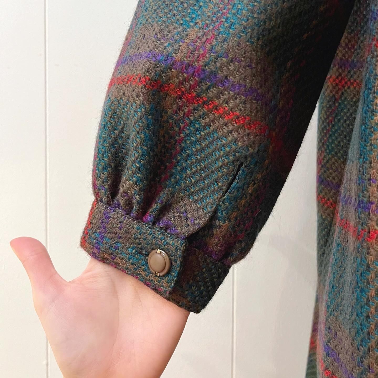 green check a line wool one-piece