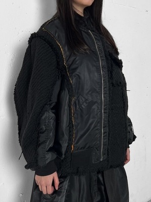 "再構築" Wool touch Denim×Nylon MA-1 Military Jaket