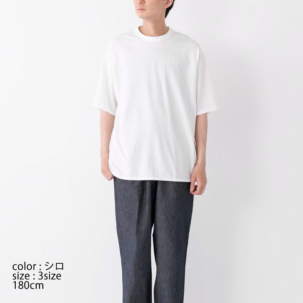 リネン RINEN 60/2スーピマ天竺 半袖裾ラウンドクルーネック(R19516)全5色