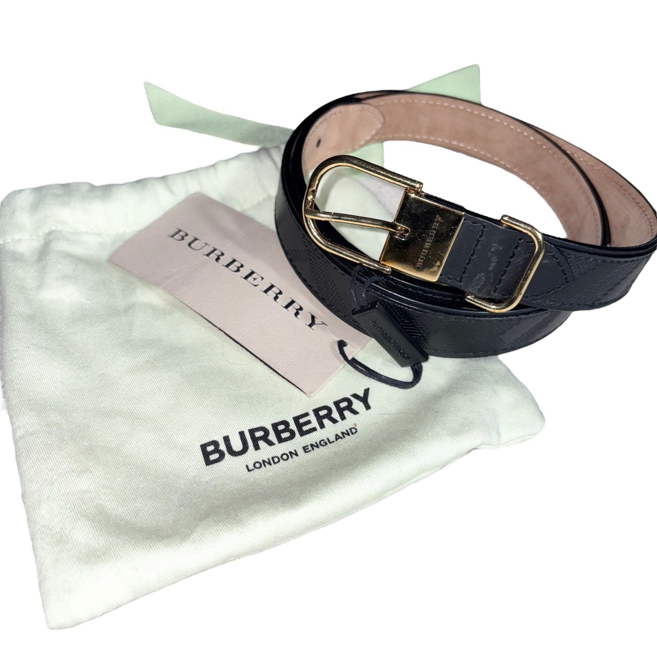 BURBERRY black embossed leather belt