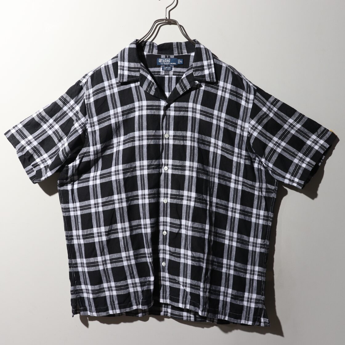 美品 XL 黒 チェック柄 Clayton ポロラルフローレン 半袖開襟シャツ  