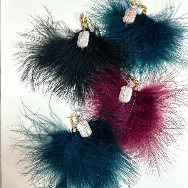 インナーカラーに！？レクタングル淡水パール&マラボーピアス