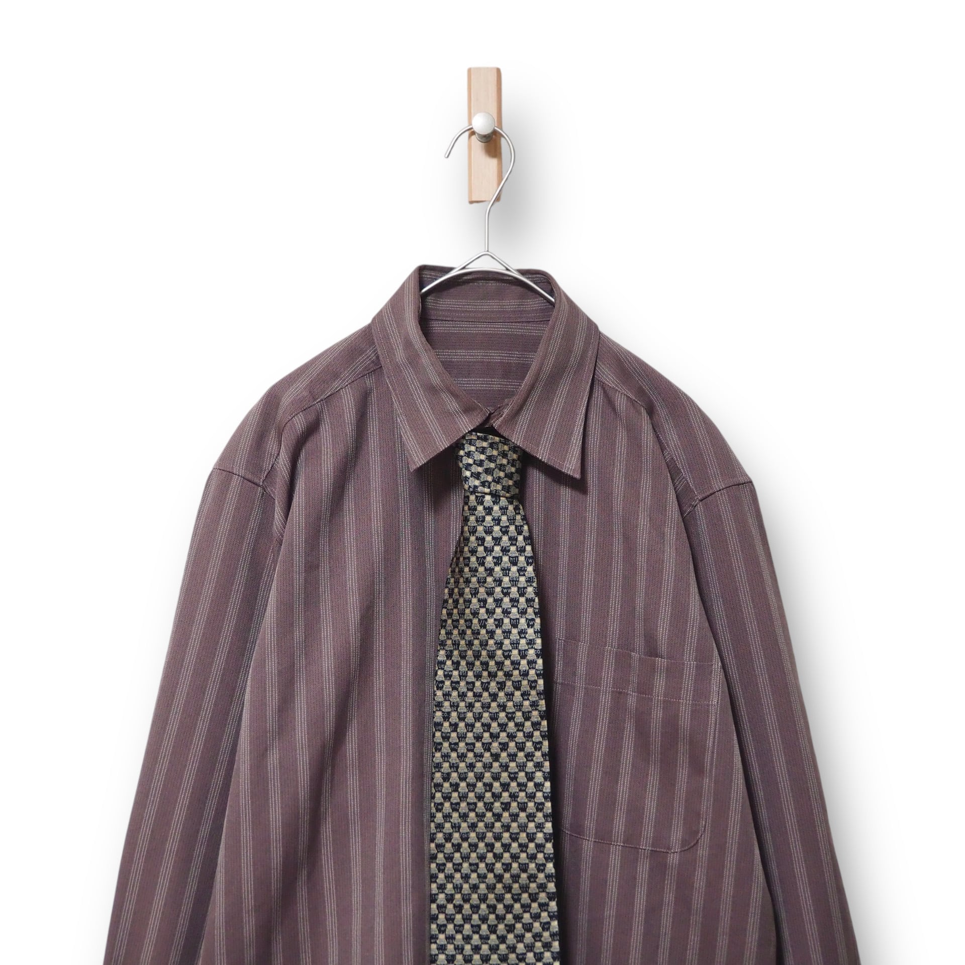 【VINTAGE】長袖デザインシャツ+ネクタイ
