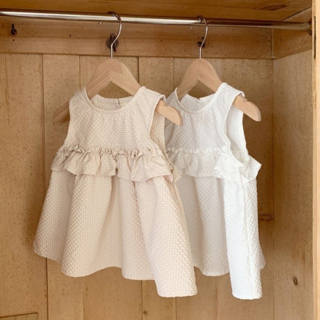 【BABY】夏作フリル袖なしトップス 女の子 ガーリーシャツ