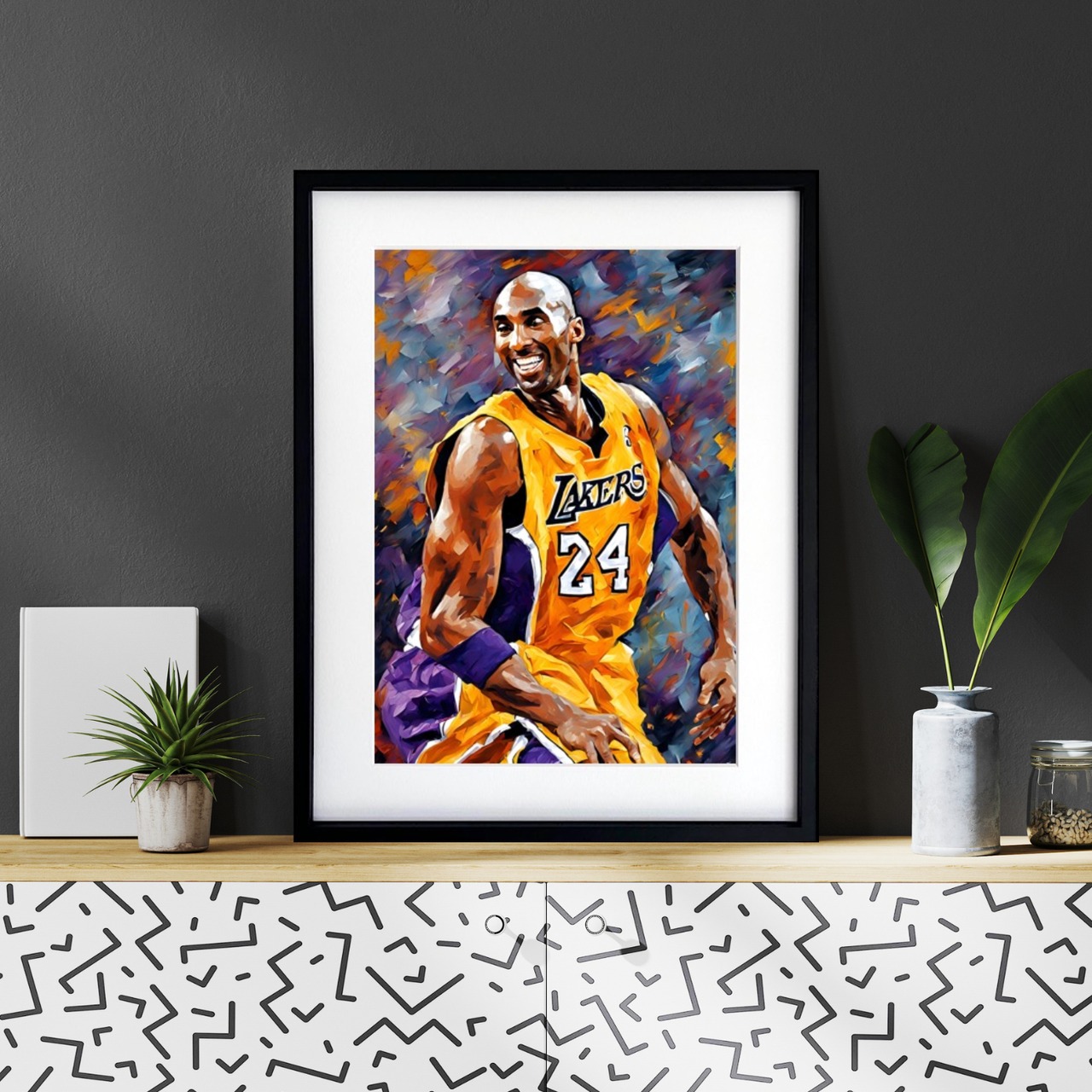 Kobe Bryant Ⅱ｜レイカーズの伝説を描くモダンポップアートポスター｜情熱と美学が共鳴するスタイリッシュなインテリアアートA4ポスター