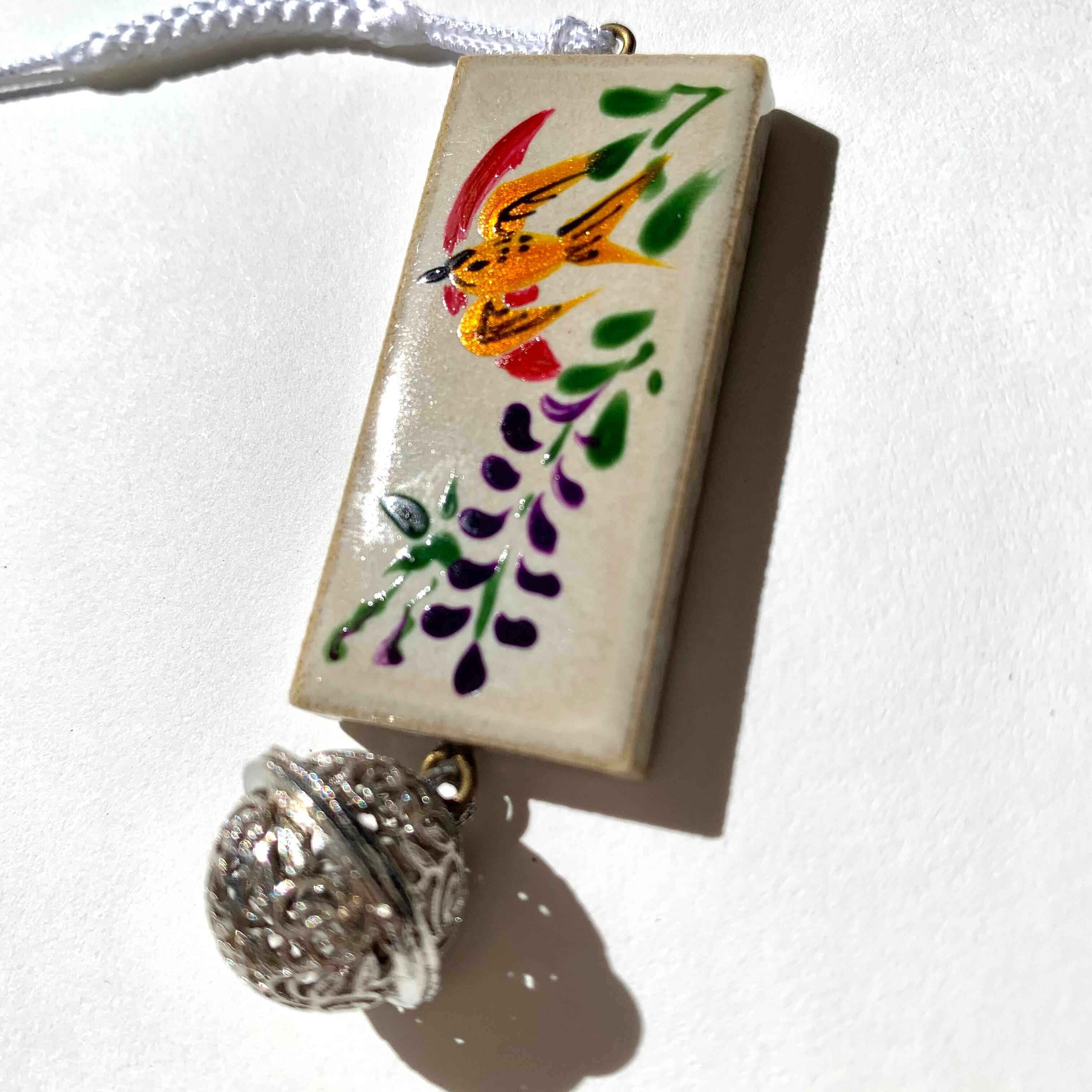 花札ストラップ 4月（藤にホトトギス） | ～和のもの絵付け～ やまと草子