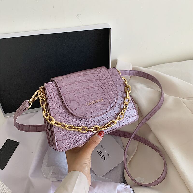 夏の小さなバッグ女性2020新しい波バージョンワイルドクロコダイルパターンチェーンクロスボディバッグファッション人気の小さな正方形のバッグ Tiancai_Wing_Bag8866433