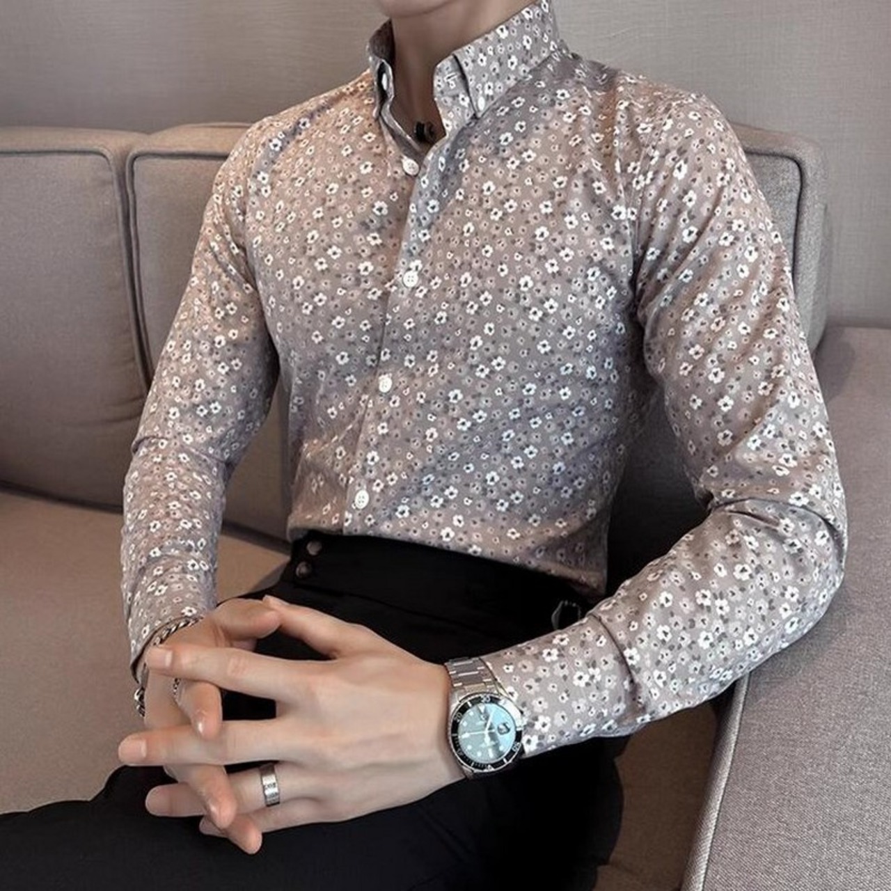 slim flower shirt tops 00185