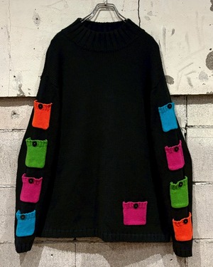 【Caka otto】Multiple Pocket Gimmick Vintage Knit