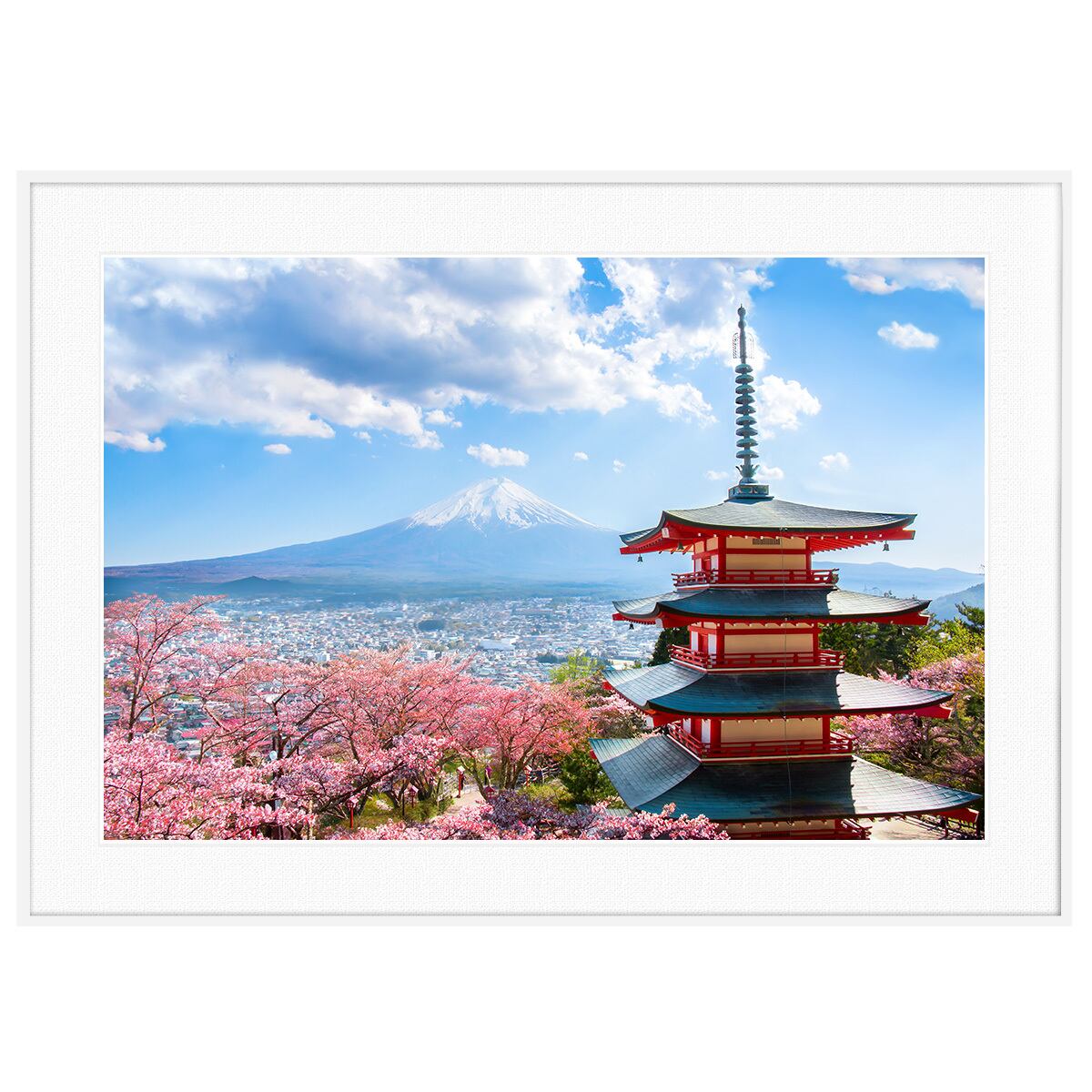 日本写真 山梨県 新倉山浅間公園の桜と富士山 インテリアアートポスター額装 AS4429