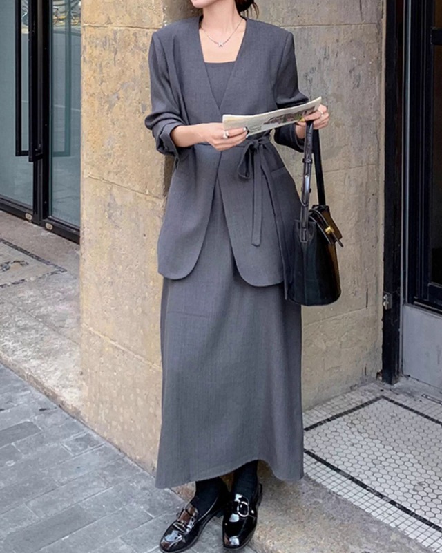 サスペンダースカートセットアップスーツ A0548