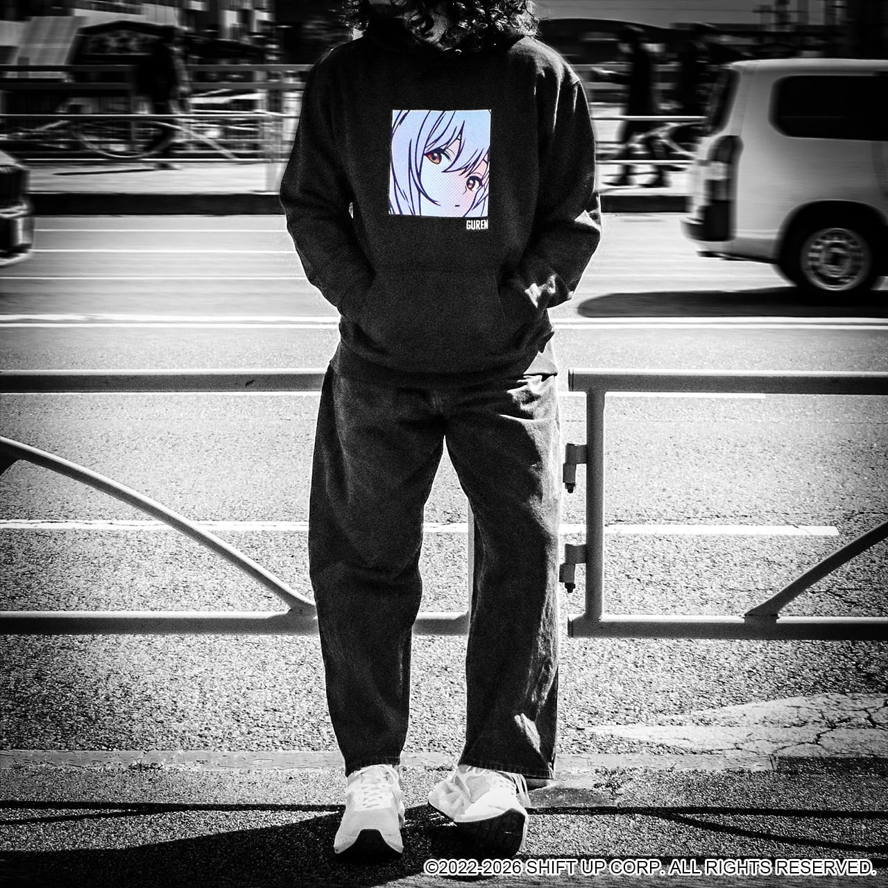 勝利の女神　NIKKE デザインパーカー　紅蓮(ブラック　XLサイズ) ストア限定】勝利の女神：NIKKE パーカー 紅蓮（ブラック）L/XL
