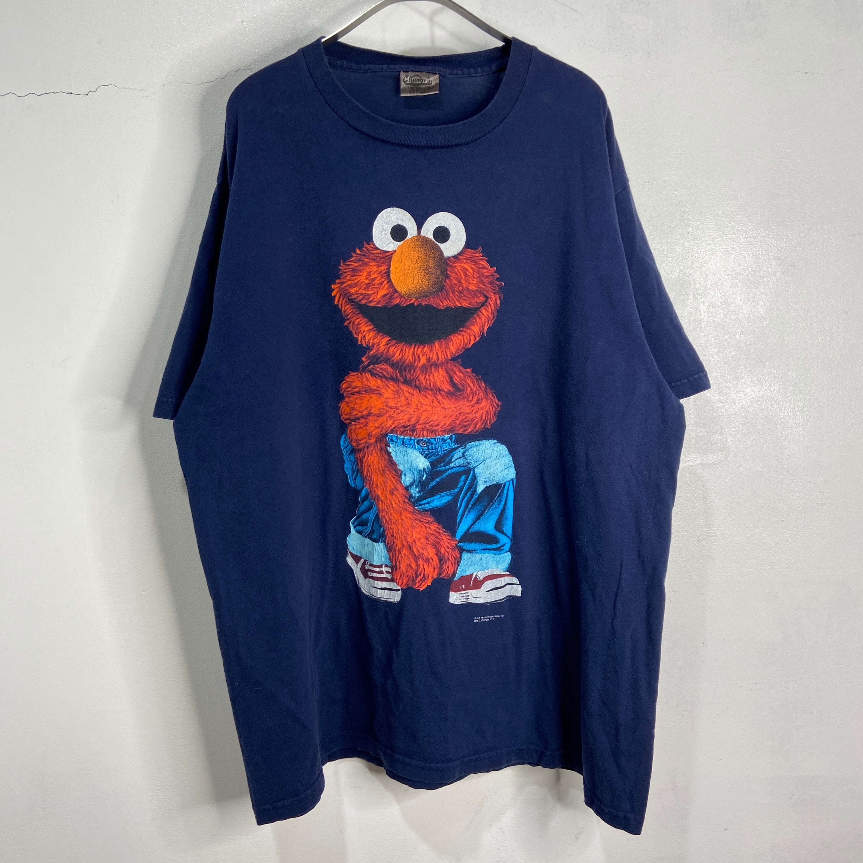 90s セサミストリート エルモTシャツ USA製 XL キャラT ネイビー ...