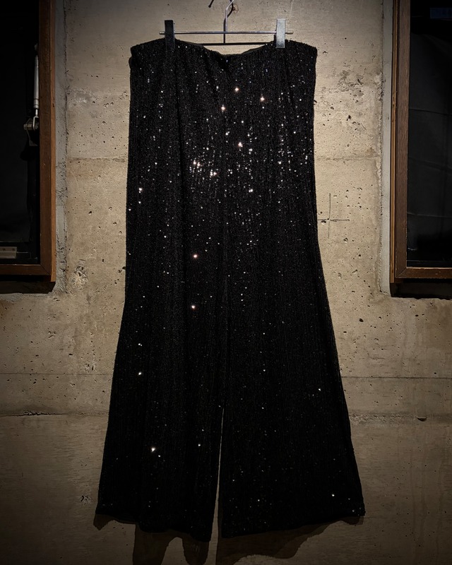 【Caka】Black Spangle Vintage Wide Easy Pants