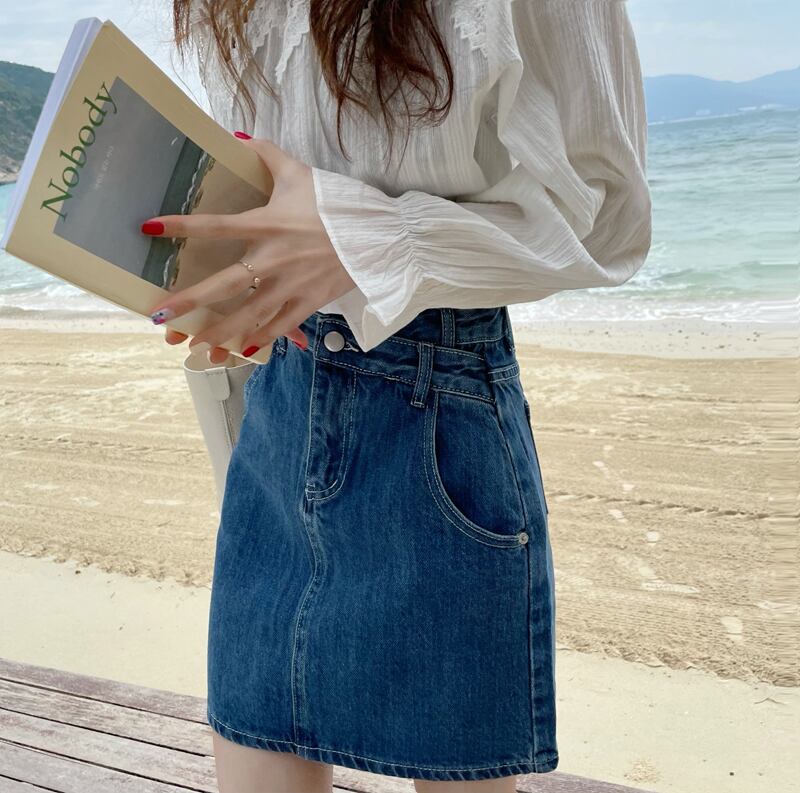 ウェスト薄手Aラインショート ハイウェスト スカート ビッグFスモールZ韓国61017235985