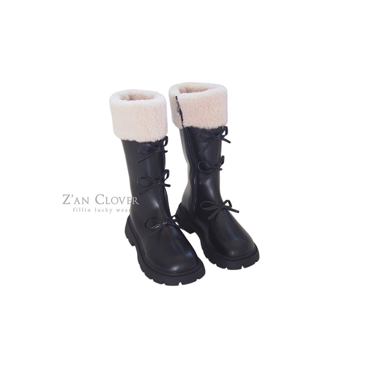 ZAN CLOVER［取寄］ribbon fur long boots 26winter