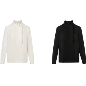 フロントプリーツ＆フリルハイネックシャツ 2type A00640