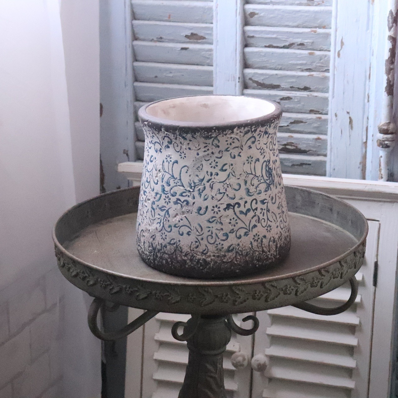 植木鉢　アンプリメフルールポットL｜陶器　シャビーシック　寄せ植えして飾ると素敵なガーデンになる　16233