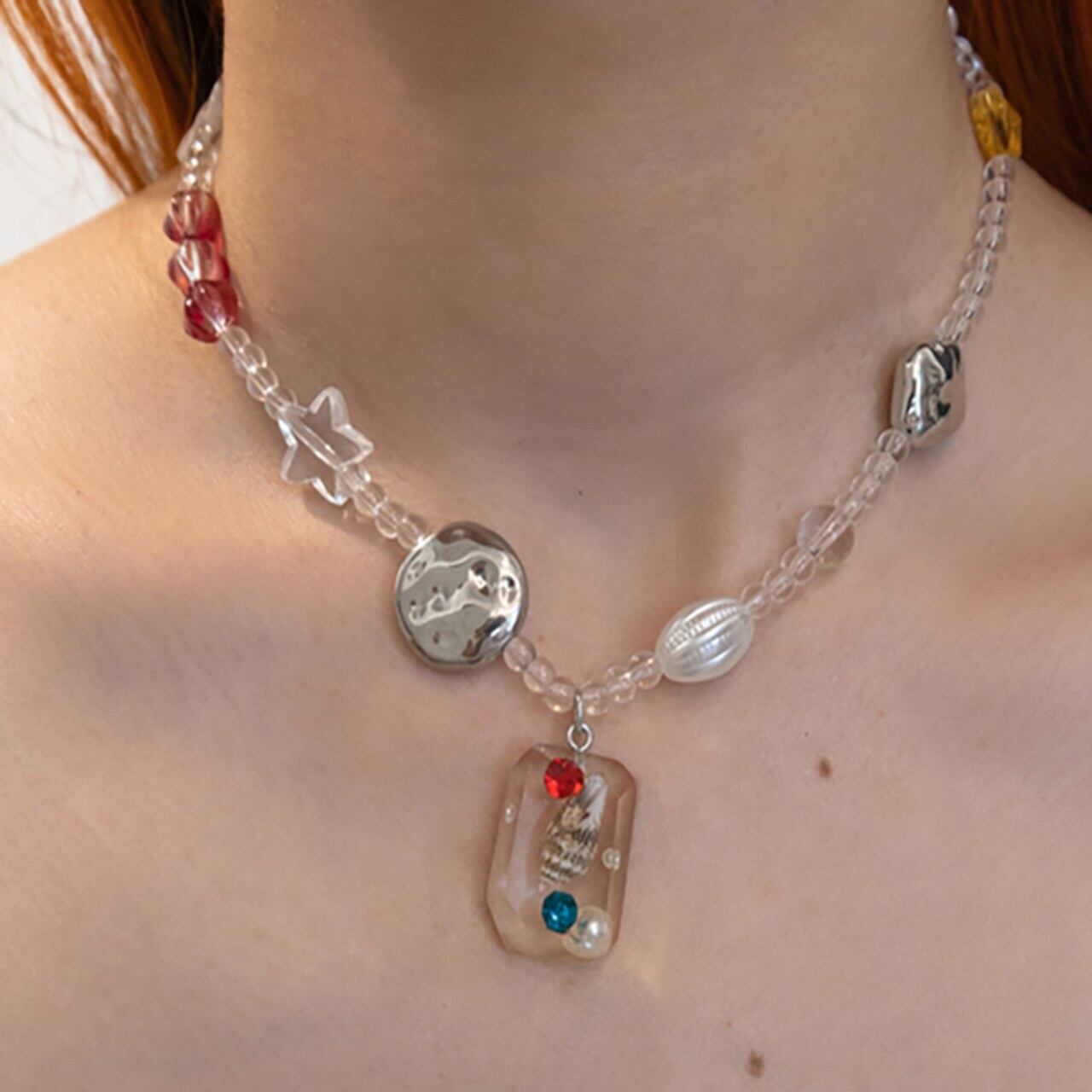 Benseレトロなビーズシェルネックレス