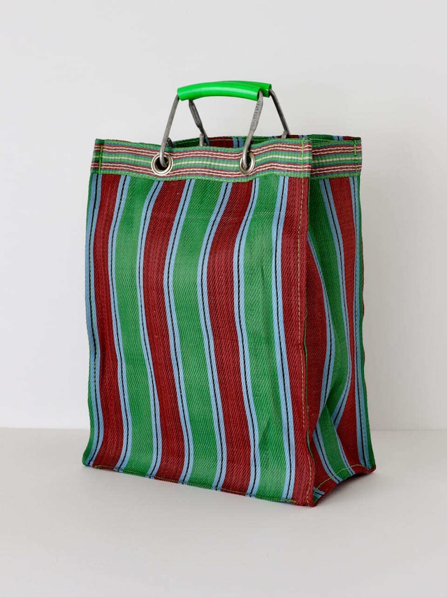 リサイクル プラスチック ストライプ バッグ レクタングル（レッド／グリーン） / Recycled Plastic Stripe Bag Rectangle PUEBCO