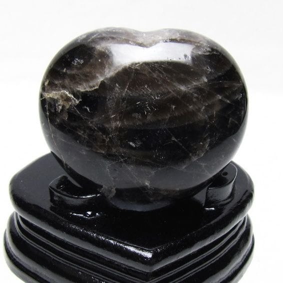 モリオン 置物 黒水晶 ハート 一点物 台座付属 155-970 | 天然石