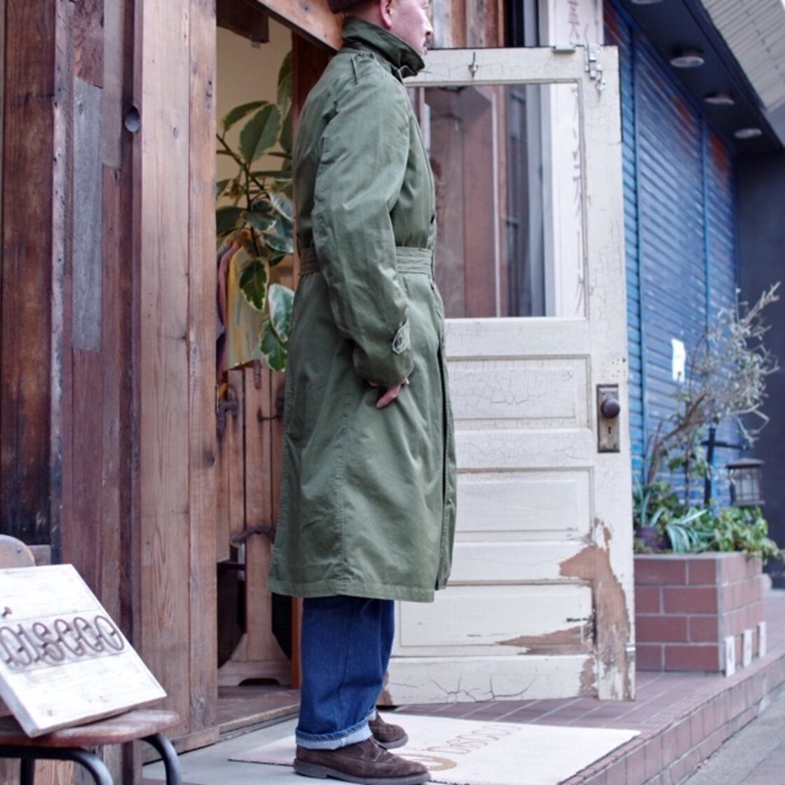 1950s US ARMY Overcoat Cotton Satin M-Long / 50年代 米軍 トレンチ 