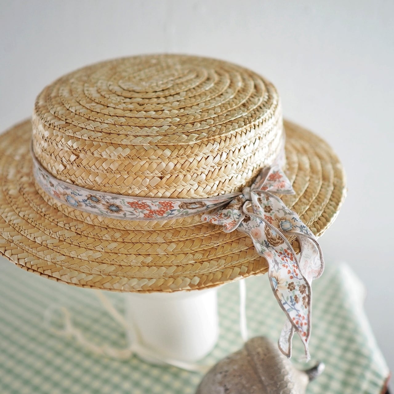 即納»«日本正規品» Popelin Floral Natural Straw Hat ストローハット