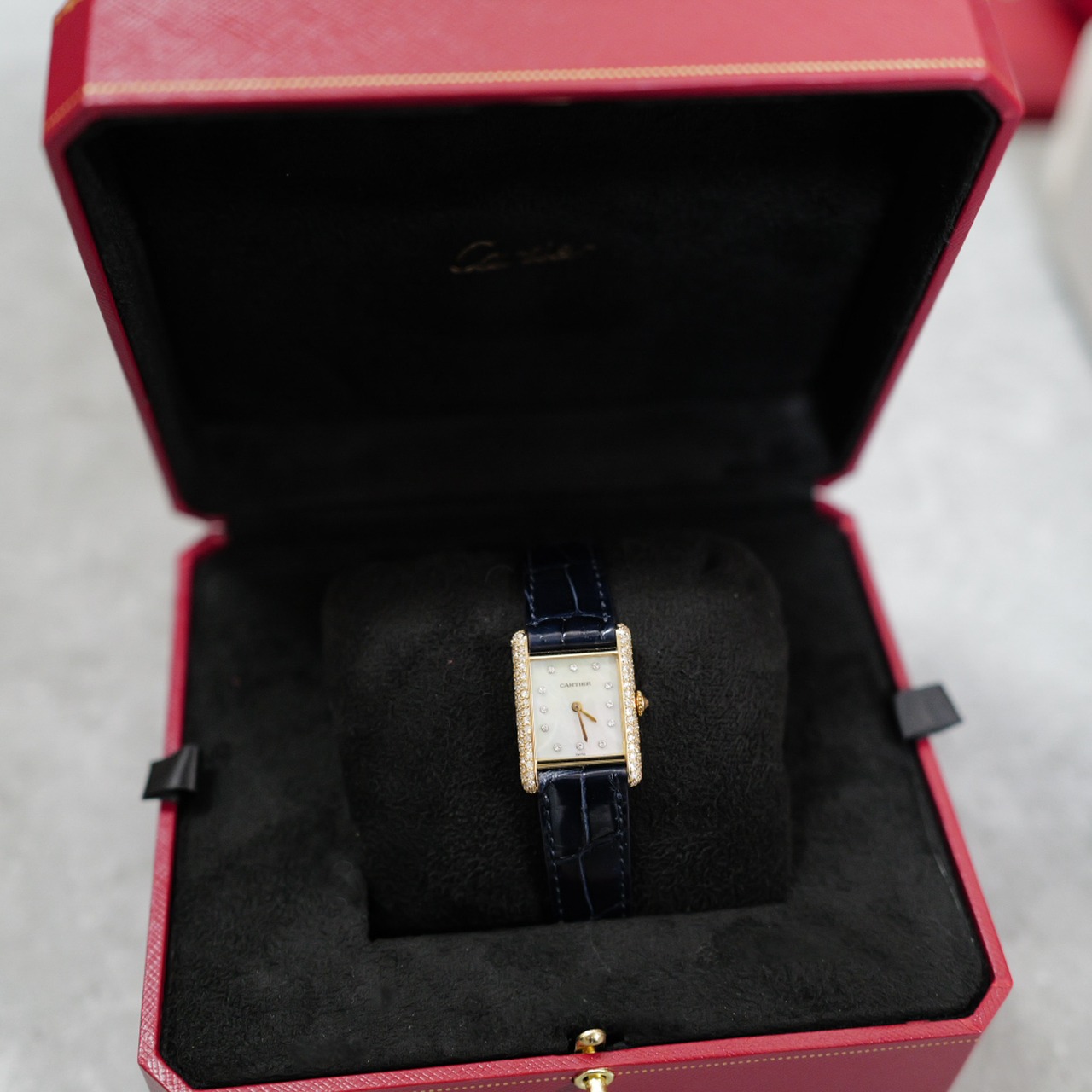 カルティエ タンクルイ SM ゴールド 純正ダイヤモンド 手巻き