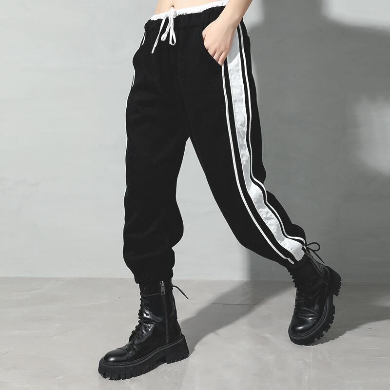 【新作】【送料無料】 ダーククロスボーダー2020冬の新しい伸縮性ウエストスポーツオーバーオールBFパーソナリティトレンディなブランドクロップドパンツ03148-アリババ エラスティック ウィンター 冬物 162rolker65310057052