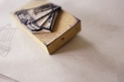 フランス 7c 平面的ヨットとメランコリーな木製スタンプ ヴィンテージ