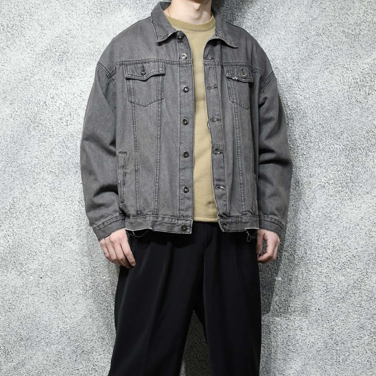 fade boro black denim jacket