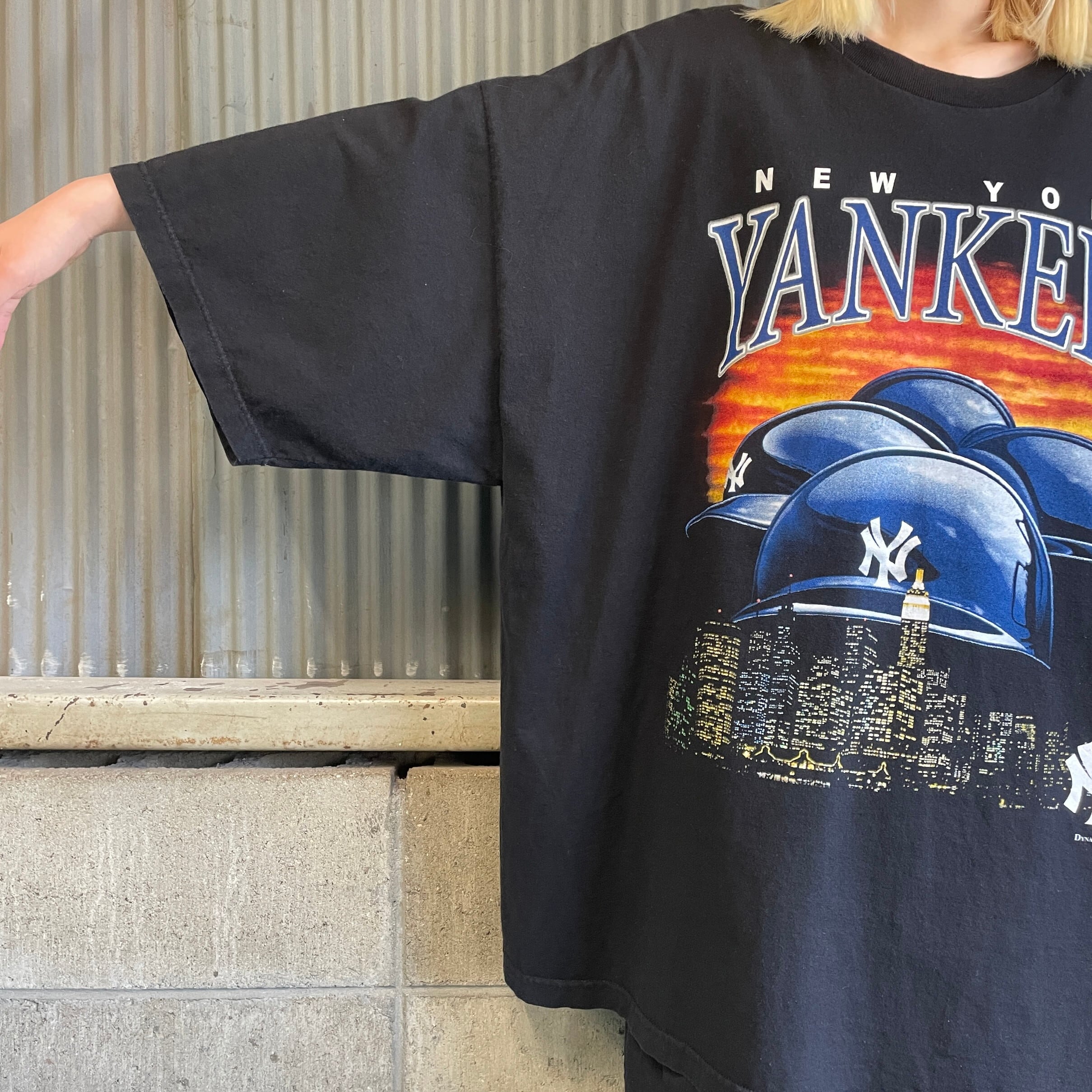 古着 00's マジェスティック Tシャツ ヤンキース ビッグサイズ 紺 XL