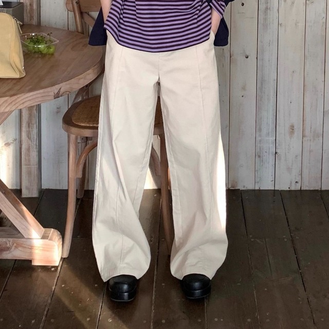 corduroy wide-leg pants with heart embroidery　J00229