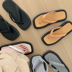 【SLIPPER】韓国風カジュアルスクエアヘッドスリッパ 全4色